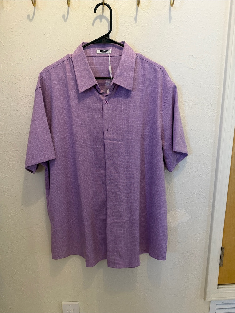 Coofandy Lavender Short-Sleeve Button-Down Shirt